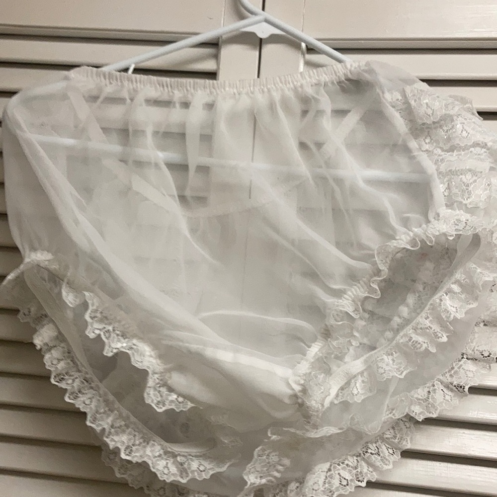 Sheer White Sissy Panties Sz XL